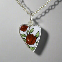 Load image into Gallery viewer, Heart Pottery Charm - Red Rose
