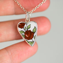 Load image into Gallery viewer, Heart Pottery Charm - Red Rose