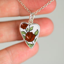 Load image into Gallery viewer, Heart Pottery Charm - Red Rose