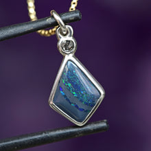 Load image into Gallery viewer, Black Australian Kite Opal with Black Rose Cut Diamond