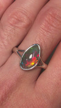 Load and play video in Gallery viewer, dark base ethiopian opal jewelry ring size 10 by curtis r jewellery