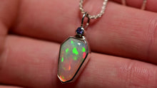 Load and play video in Gallery viewer, designer opal charm in sterling silver with faceted tanzanite