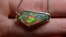 Load and play video in Gallery viewer, opal photography geometric opal pendant in sterling silver by artist curtis r jewellery