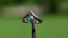 Load and play video in Gallery viewer, Black Opal Ring in Sterling Silver With Faceted Red Ruby Accent - Size 5