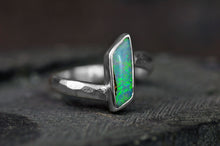 Load image into Gallery viewer, Australian opal ring with faceted band by curtis r jewellery handcrafted one of a kind