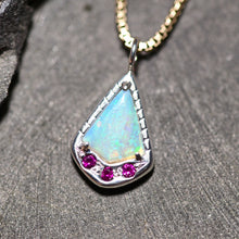 Load image into Gallery viewer, Crystal Opal Kite Charm with Lab Rubies
