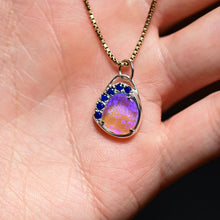 Load image into Gallery viewer, one of a kind australian crystal opal pendant charm in recycled sterling silver with blue lapis lazuli handcrafted talisman charm
