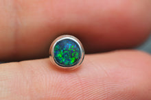 Load image into Gallery viewer, Australian Black Opal Stud Earring in Silver