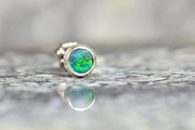 Load image into Gallery viewer, Australian Black Opal Stud Earring in Silver