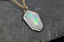 Load image into Gallery viewer, geomtric cut designer opal in solid silver and 14k yellow gold by jeweler and gemcutter curtis r jewellery