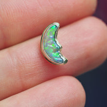 Load image into Gallery viewer, Australian Opal Moon Stud in 14k + Silver