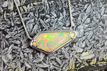 Load image into Gallery viewer, opal photography geometric opal pendant in sterling silver by artist curtis r jewellery
