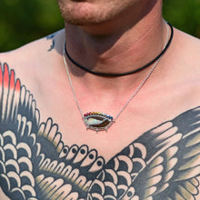 Load image into Gallery viewer, one of a kind rainbow boulder opal with ombre sapphires by curtis r jewellery ooak necklace