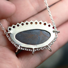 Load image into Gallery viewer, one of a kind rainbow boulder opal with ombre sapphires by curtis r jewellery ooak necklace