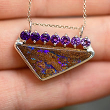 Load image into Gallery viewer, Ombré amethyst and purple boulder opal necklace, designer pendant by curtis r jewellery