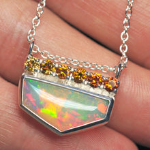 Load image into Gallery viewer, cirtine ombre opal necklace in silver by artist curtis r jewellery5