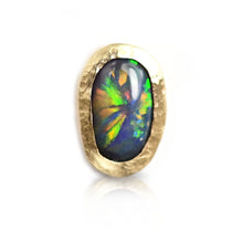 Load image into Gallery viewer, Firework Asteria Australian Black Opal Stud in 14k