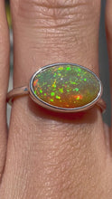 Load and play video in Gallery viewer, Golden Crystal Opal Ring in Sterling Silver- Size 8.5