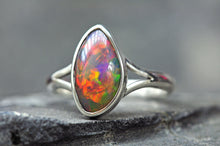 Load image into Gallery viewer, dark base ethiopian opal jewelry ring size 10 by curtis r jewellery