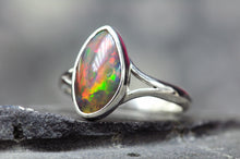 Load image into Gallery viewer, dark base ethiopian opal jewelry ring size 10 by curtis r jewellery