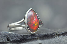Load image into Gallery viewer, dark base ethiopian opal jewelry ring size 10 by curtis r jewellery
