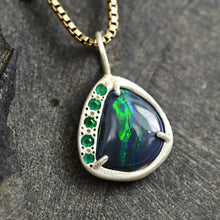 Load image into Gallery viewer, Black Opal with Chrysoprase Pendant