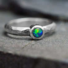 Load image into Gallery viewer, Australian black opal ring in sterling silver by curtis r jewellery