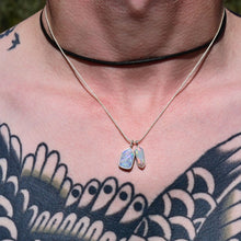 Load image into Gallery viewer, rainbow australian opal charm in matte silver by jewelry artist and lapidary cutter curtis r jewellery