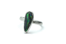 Load image into Gallery viewer, black picture opal australian opal stone set in sterling silver ring size 9.5 by curtis r jewellery
