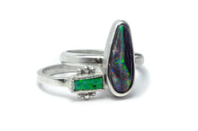 Load image into Gallery viewer, black picture opal australian opal stone set in sterling silver ring size 9.5 by curtis r jewellery