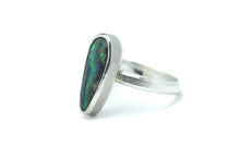 Load image into Gallery viewer, black picture opal australian opal stone set in sterling silver ring size 9.5 by curtis r jewellery