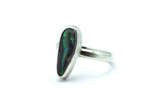 Load image into Gallery viewer, black picture opal australian opal stone set in sterling silver ring size 9.5 by curtis r jewellery