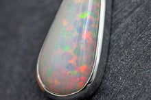 Load image into Gallery viewer, big white pear opal long crop pendant in sterling silver