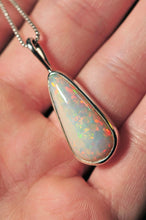 Load image into Gallery viewer, big white pear opal long crop pendant in sterling silver