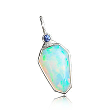 Load image into Gallery viewer, designer opal charm in sterling silver with faceted tanzanite