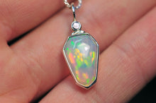 Load image into Gallery viewer, designer opal charm in sterling silver with faceted tanzanite