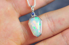 Load image into Gallery viewer, designer opal charm in sterling silver with faceted tanzanite