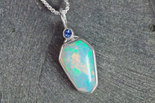 Load image into Gallery viewer, designer opal charm in sterling silver with faceted tanzanite