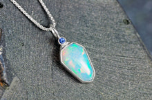 Load image into Gallery viewer, designer opal charm in sterling silver with faceted tanzanite