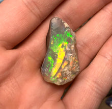 Load image into Gallery viewer, Snakeskin Opal Pendant in 14k Yellow Gold geometric Artisan cut opal by artist curtis r jewellery