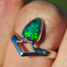 Load image into Gallery viewer, Peak ring with ethiopian opal in sterling silver by curtis r jewellery
