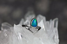 Load image into Gallery viewer, Peak ring with ethiopian opal in sterling silver by curtis r jewellery
