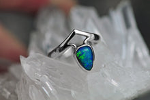 Load image into Gallery viewer, Peak ring with ethiopian opal in sterling silver by curtis r jewellery