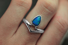 Load image into Gallery viewer, Peak ring with ethiopian opal in sterling silver by curtis r jewellery