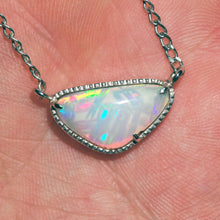 Load image into Gallery viewer, straw pattern opal set in wilver nacklace ooak opal jewelry piece by curtis r jewelry
