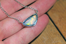 Load image into Gallery viewer, straw pattern opal set in wilver nacklace ooak opal jewelry piece by curtis r jewelry