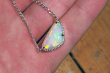 Load image into Gallery viewer, straw pattern opal set in wilver nacklace ooak opal jewelry piece by curtis r jewelry