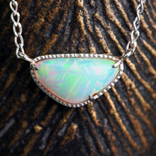 Load image into Gallery viewer, straw pattern opal set in wilver nacklace ooak opal jewelry piece by curtis r jewelry