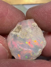 Load image into Gallery viewer, large white opal cabochon with rainbow play of colour, gem quality opal necklace by curtis r jewel