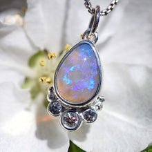 Load image into Gallery viewer, Crystal Opal Pendant with Diamonds in Sterling Silver
